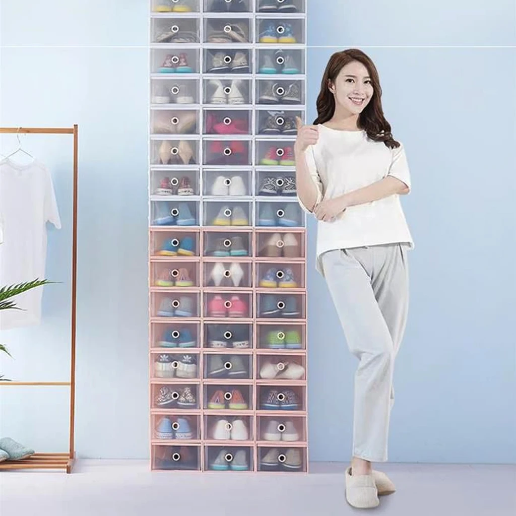 Утолщенный пластиковый органайзер обуви 6 шт./10 шт. набор коробок с откидной