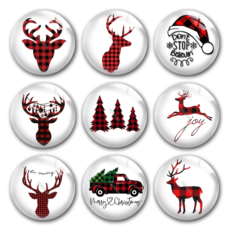 Ручная работа Счастливого Рождества олень буйвол клетка фото Стеклянные