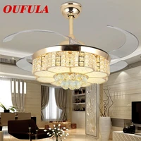 wpd modern ceiling fan lights with crystal invisible fan blade remote control decorative for home living room bedroom