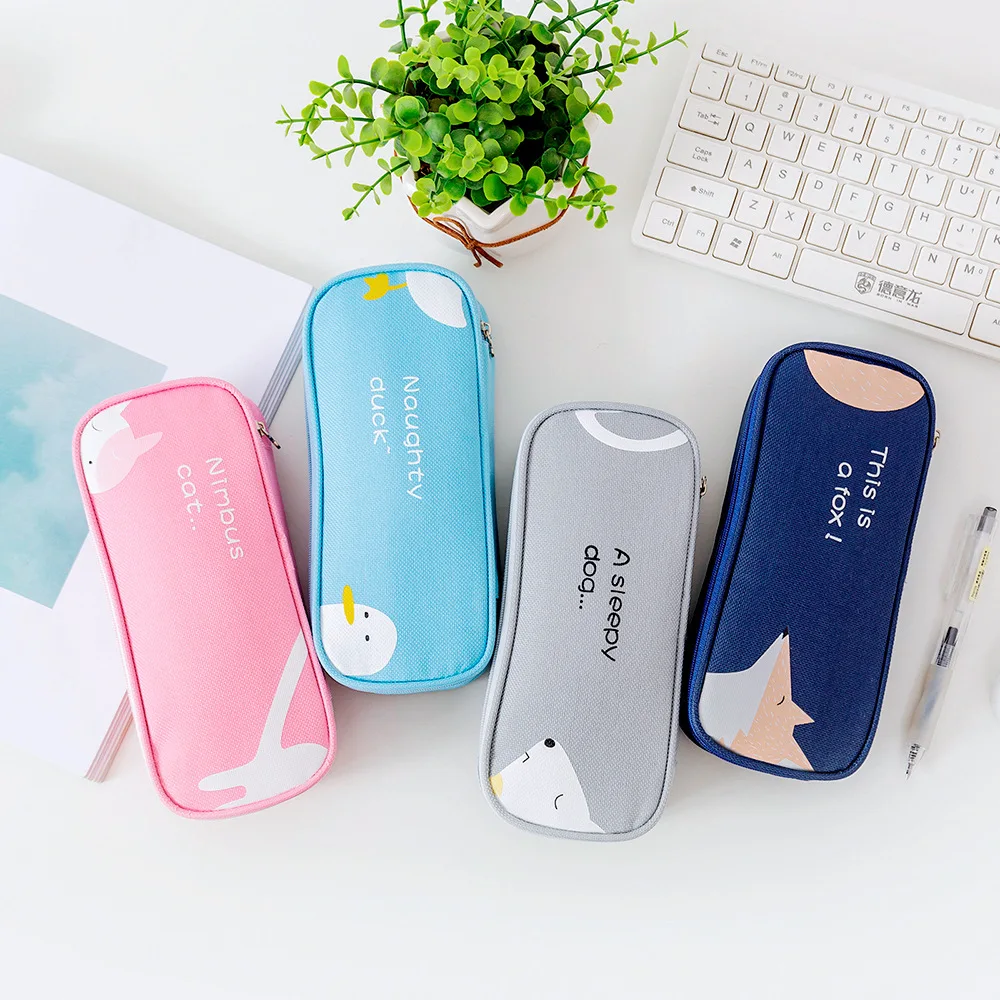 

New Simple cartoon pencil case school pencil cases for girl stationery canvas pencil bag estojo escolar school supplies