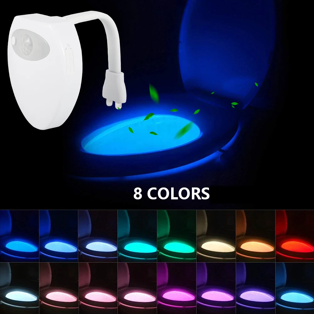 

LED Toilet Night Light USB Charging Seat Induction Lamp Motion Sensor WC Light 8 Colors Changeable Lamp Powered Backlight Child