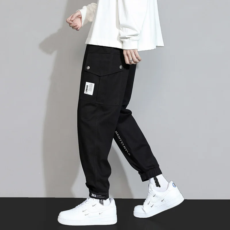 

Men's Joggers Men Pockets Cargo Harem Pants Loose Techwear Black Hip Hop Casual Male Joggers Trousers Casual Streetwear Pants