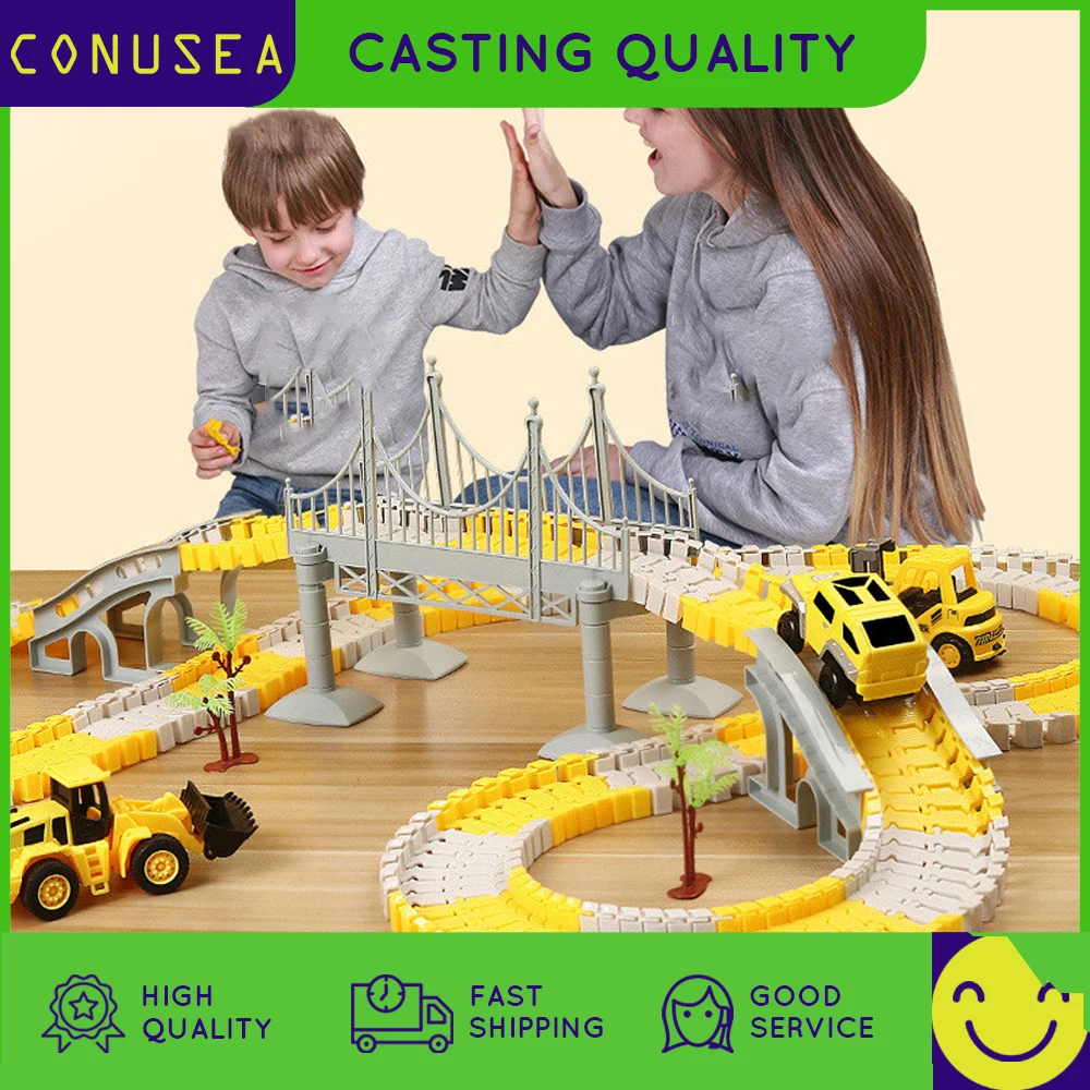 

Electric Train Car Diy Assembly Toys Children's Engineering Truck Excavator Model Rail Railway Interaction Early Educational Toy