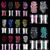 10mlbox holographic chunky glitter powder for nail festival chunky holographic glitter mixed size diy hexagon sequins cosmetic