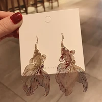 chinese style personality vintage goldfish metal love dangle earrings fashion temperament ladies jewelry accessorie