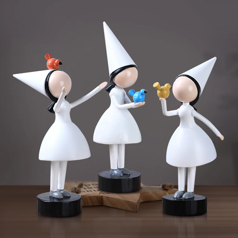 

Modern Geometric abstraction Pure girl Miniatures Decorations Resin Crafts Figurine fairy garden home decoration Creative gift