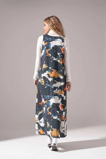 

Patterned Buckle Gilet Dress
