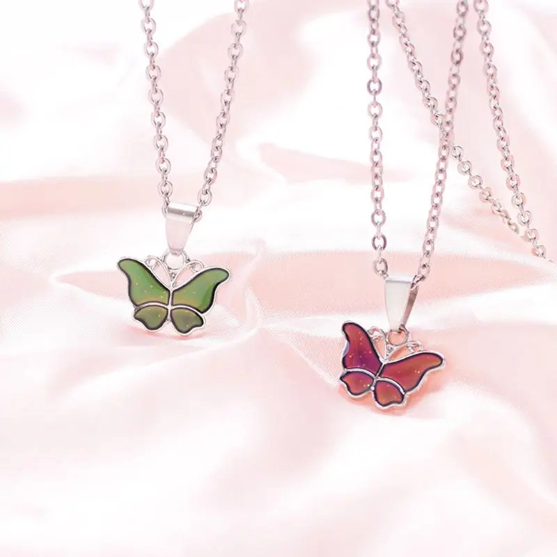 

Butterfly Gemstone Color Change With Temperature Necklace Butterfly Magic Emotion Feeling Mood Pendant Necklace Jewelry