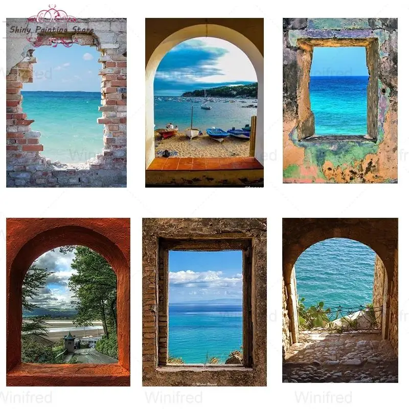 

Алмазная 5D картина «сделай сам», Набор для вышивки крестиком с окошком, морским пейзажем, полная Алмазная мозаика, искусство, стразы, Декор