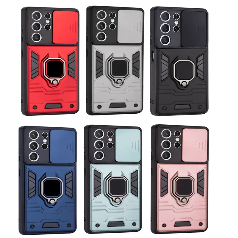 

Samsung S30 plus S21 ultra mobile phone case warrior ring sliding window support creative A72 anti falling protective cover