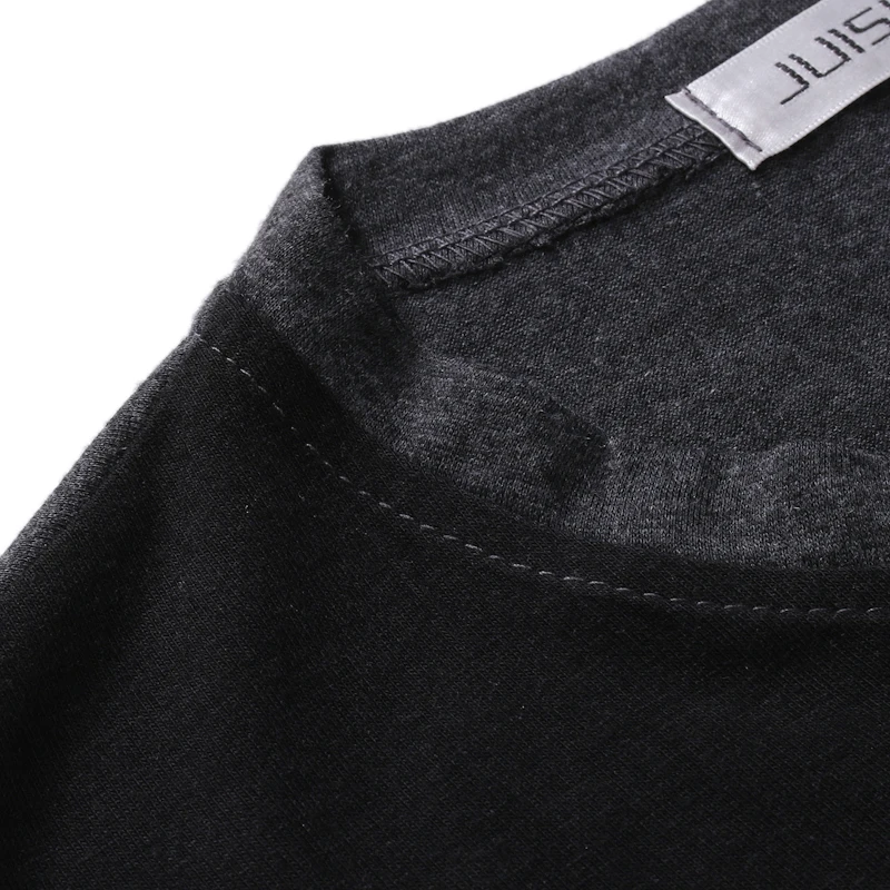 Осенняя и зимняя новая мужская футболка с круглым вырезом контрастного цвета в