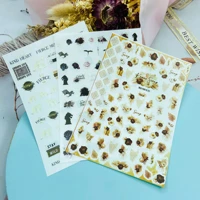 leopard bat brown flowers nail art sticker self adhesive transfer decal 3d slider diy tips nail art decoration manicure package