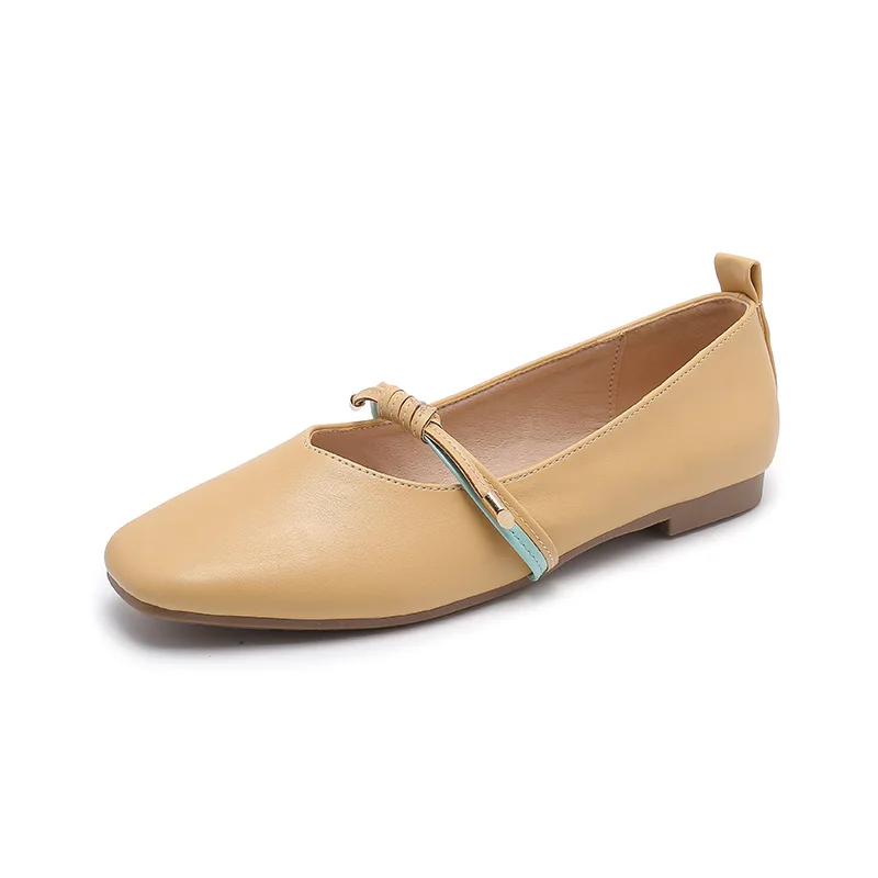 Женские туфли без шнуровки Johnature однотонные удобные на плоской подошве с круглым