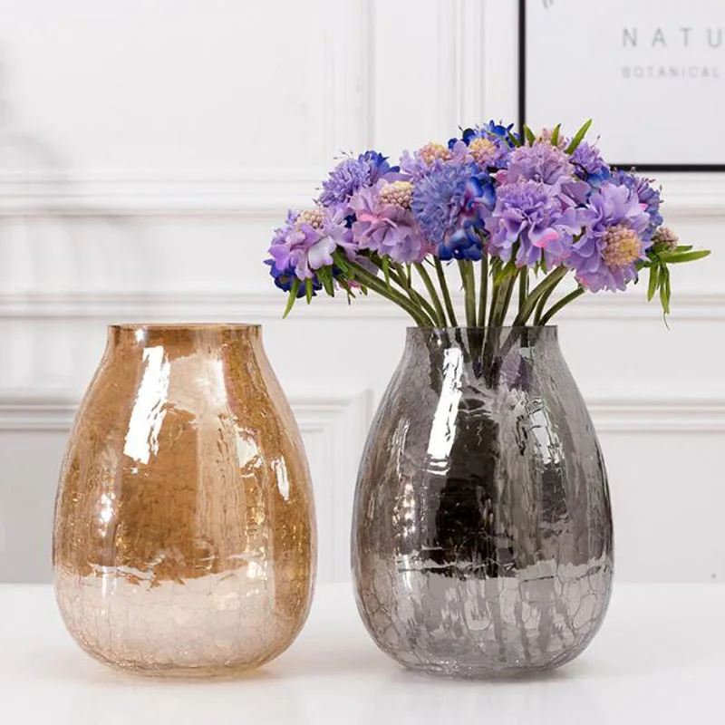 Стеклянная ваза нордическая Гальваническая с обшивкой креативная ледяная