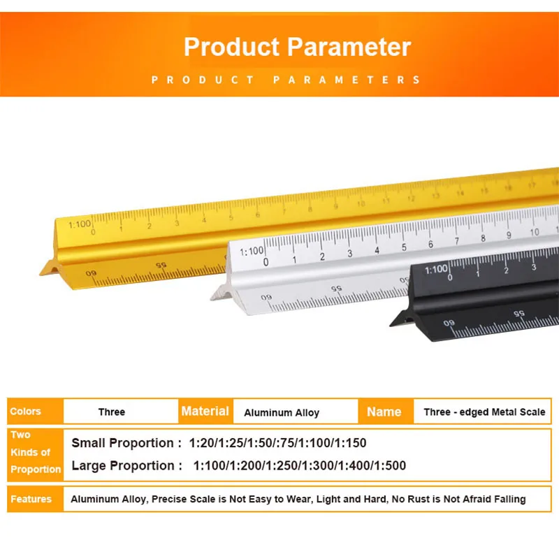Три края металлический масштабная 30 см Алюминий сплав Треугольники дизайн и