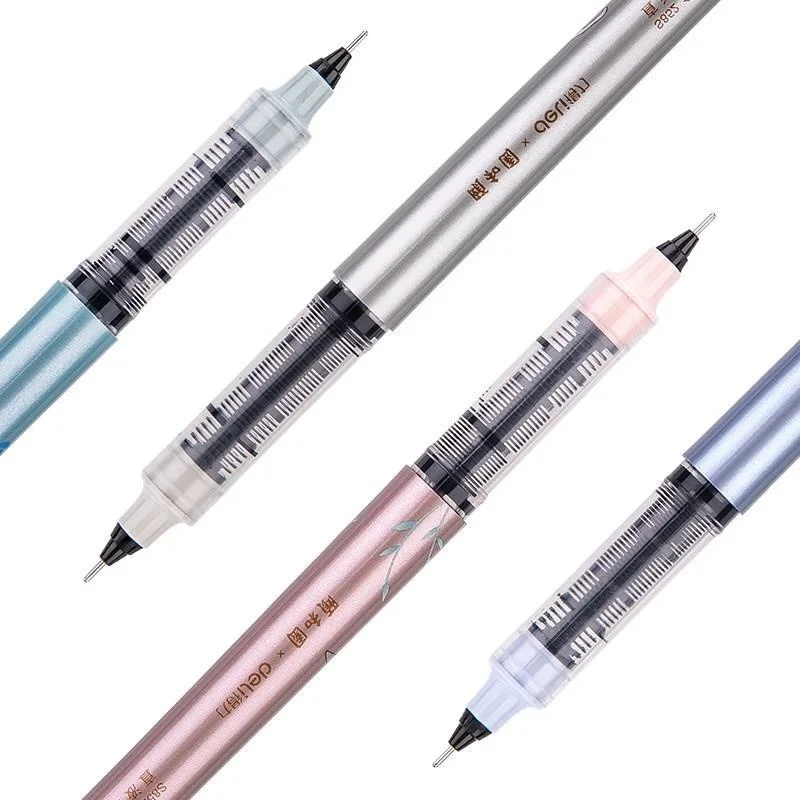 

Right Liquid Rollerball Pen 4 Sticks/box Summer Series 0.5 Full Needle Tube Black For Students Letter Paper Gel Pens