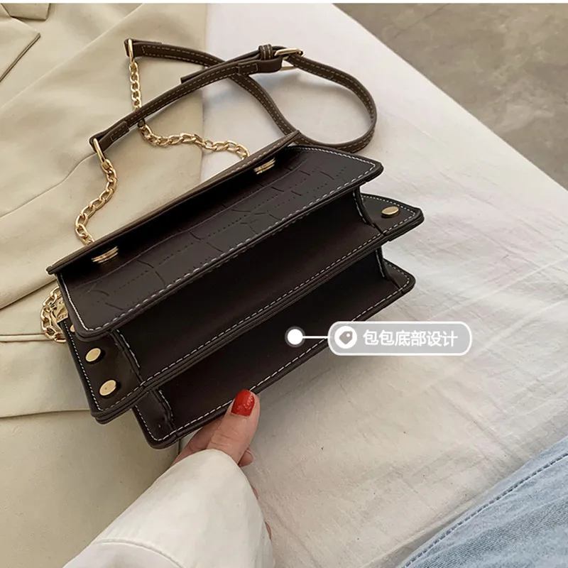 

2021 new fashion chain small bag fashion bag ladies Bag Messenger bag high quality small Pu Square bag Cc