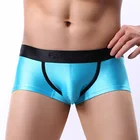 Мужское нижнее белье шорты-боксеры Яркий шелковый Для мужчин Cuecas мягкий с леопардовым узором, специальный откидной передник u-образной выпуклостью спереди, нижнее белье, мужские трусы