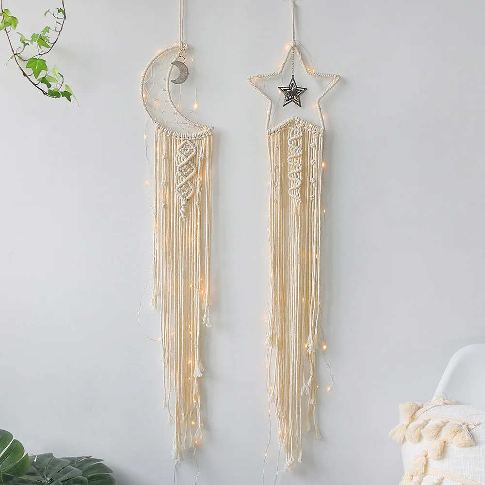 

Cotton Weaving Star Moon Design Bohemian Dreamcatcher Pendant Crafts Ornaments Dream Catcher Home Room Decoration Friend Gift