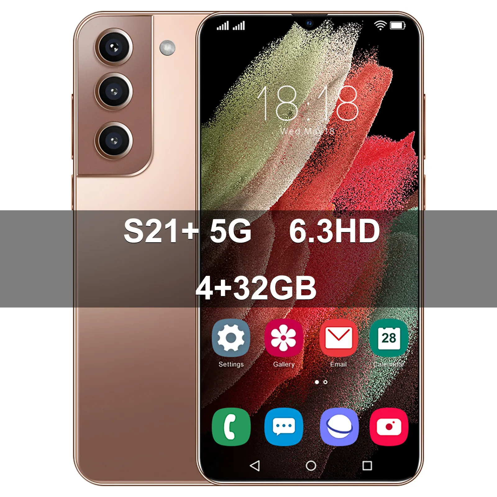 

2021 Multifunction Fast Internet Smartphones S215g Smart Phone Android 9.1 4+32g 6.3inch Water Drop Screen Face-recognition