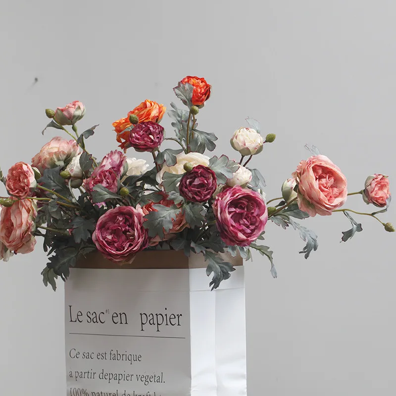 Artificial flower silk buttercup high-end floral peony wedding home model room decoration | Дом и сад