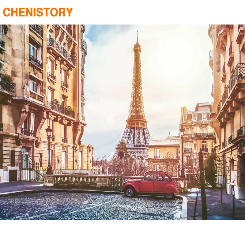 CHENISTORY Рамка Картина Сделай Сам картина по номерам город Набор для создания пейзажа акриловая Раскраска по номерам Картина Настенная живопись холст для дома - Цвет: 190718-07