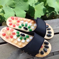 newly natural pebble stone foot acupuncture point massage shoes foot massager slippers reflexology care blood activating