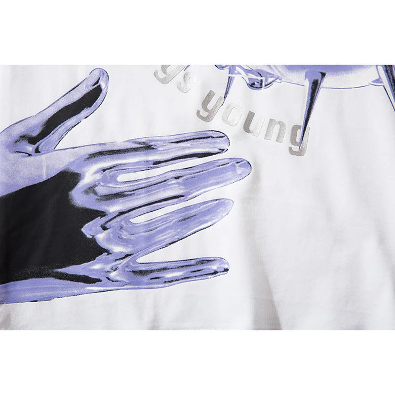 

JING ZHE Gothic Creative Print Loose Tshirts Men Oversized Casual Tops Tees Shirts Couple Hip Hop High Street Fashion Streetwear