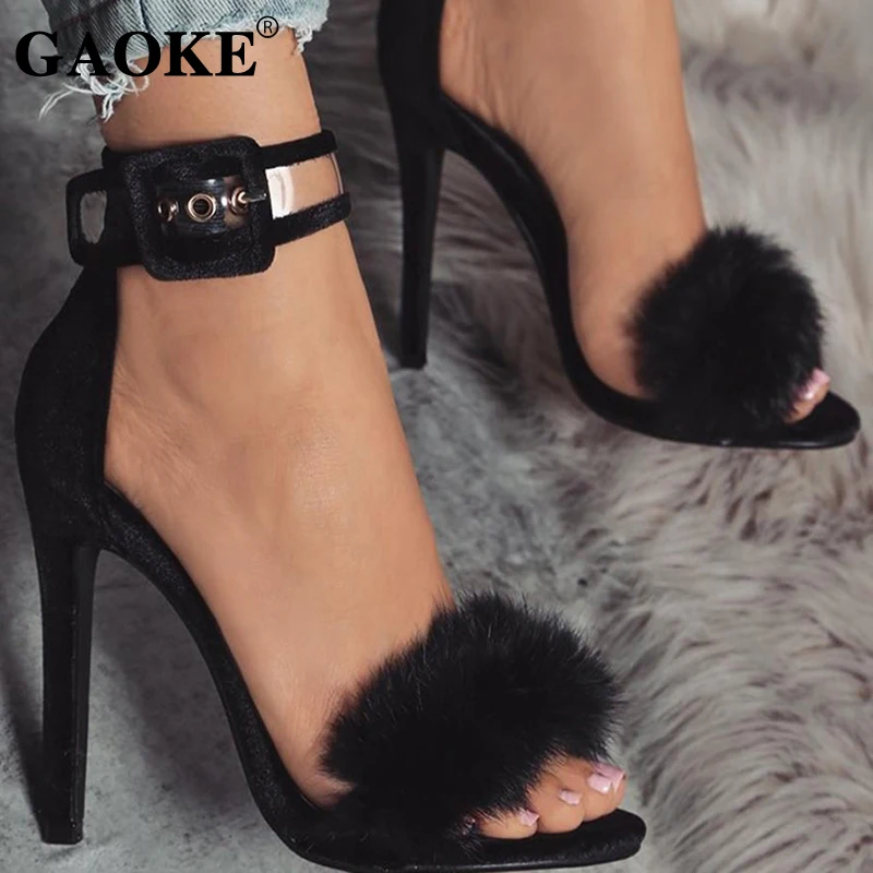 

Босоножки женские на высоком каблуке, сандалии на платформе, с перьями, ремешок на щиколотке, пикантная Свадебная обувь, сандалии на тонком ...