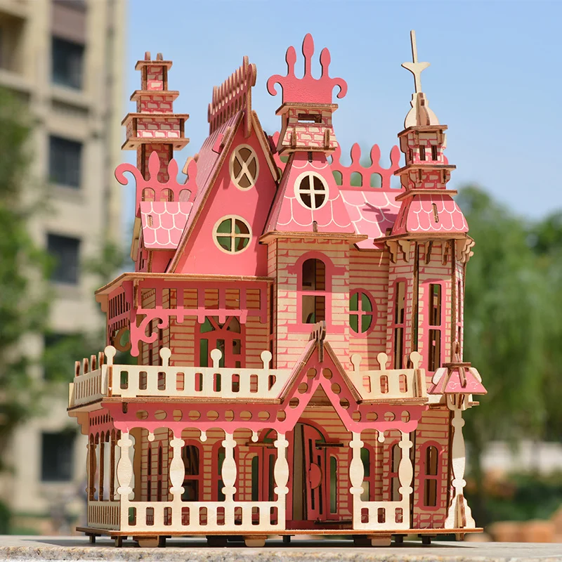 

Игрушка деревянная модель «сделай сам» головоломка 3D, детский подарок, сборный домик мечты, деревянная вилла, набор для строительства по де...