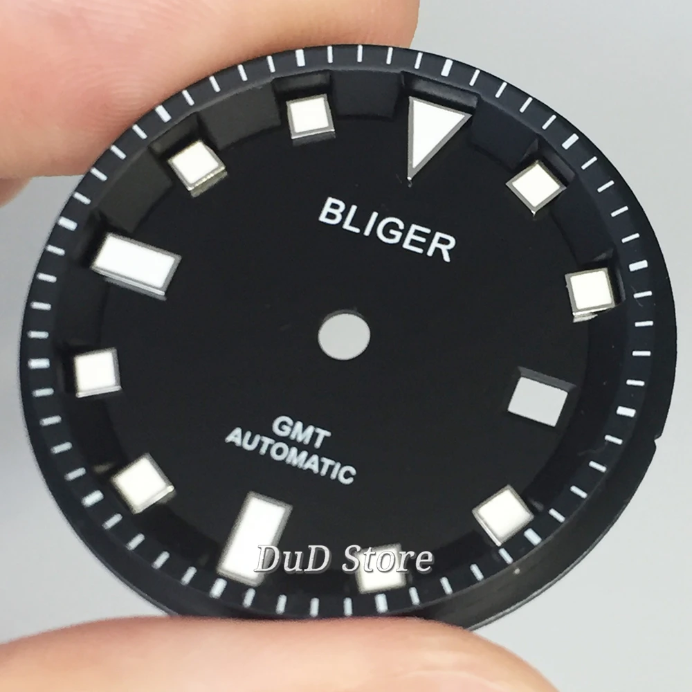 

Bliger 32.5mm luminous marks black watch dial fit Miyota 8205/8215/821A/82series ETA 2836/2824 Mingzhu DG2813/3804 movement