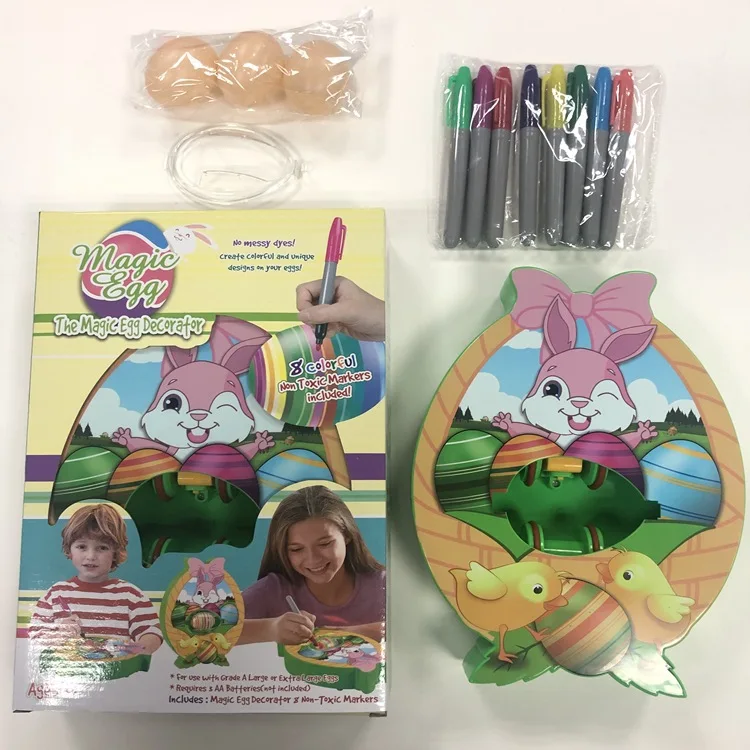 

8 Colorful Dyes Easter Decorative Egg Machine Toy DIY Kit Coloring Egg Dying Decorator Spin Art Machine with Light and Music