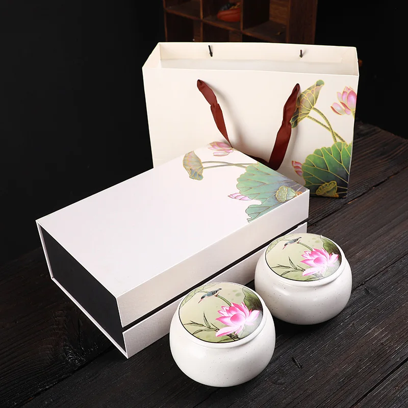 Best-Selling Tea Jar Set Food Storage Spice Box Creative Small Gourd Sealed Packaging Ceramic Double Gift | Дом и сад