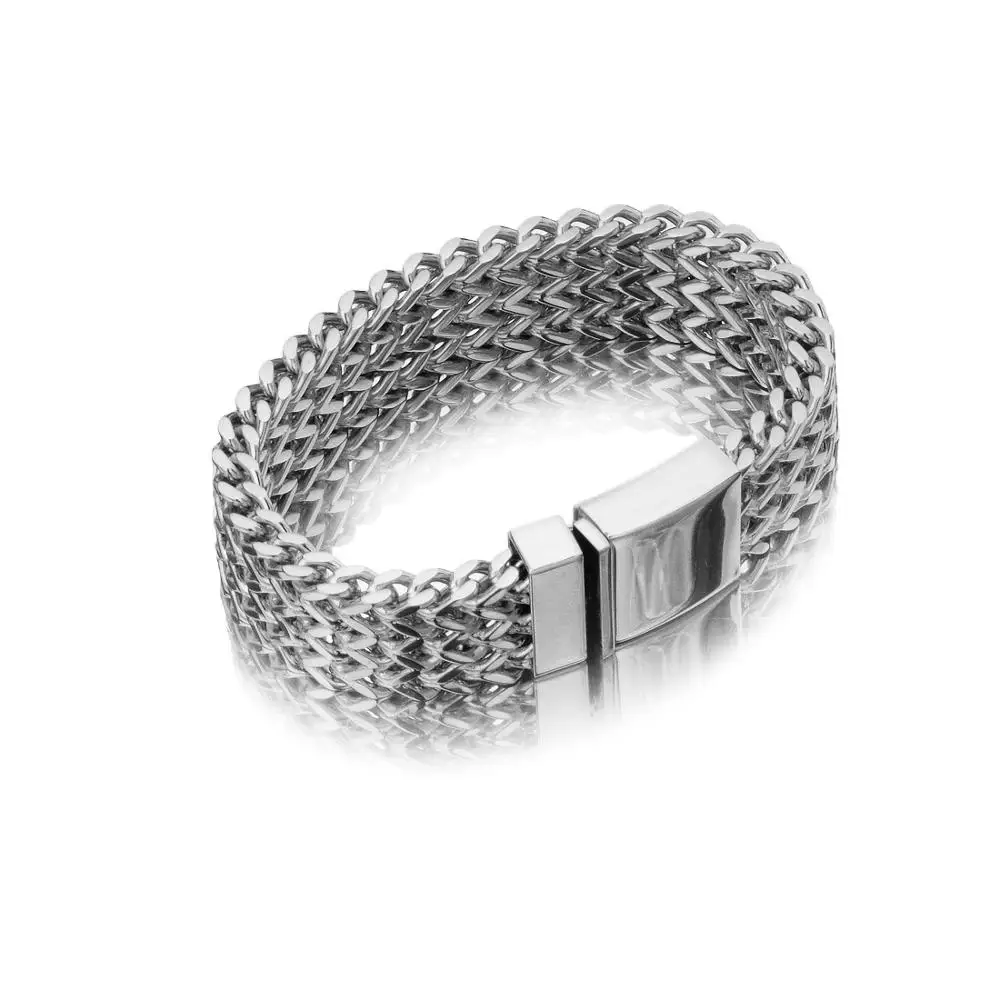 

Stainless Steel Bracelet for Men Three Layers of Woven Texture Bayonet Design Mechanical Punk Style Hip-hop Boys Accessories Hot