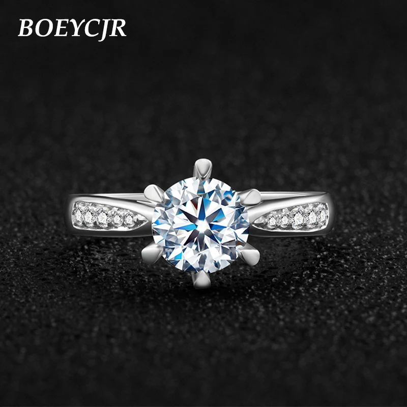 BOEYCJR 925 серебро 1ct/2ct/3ct D Цвет Moissanite VVS обручальное свадебное кольцо с бриллиантом