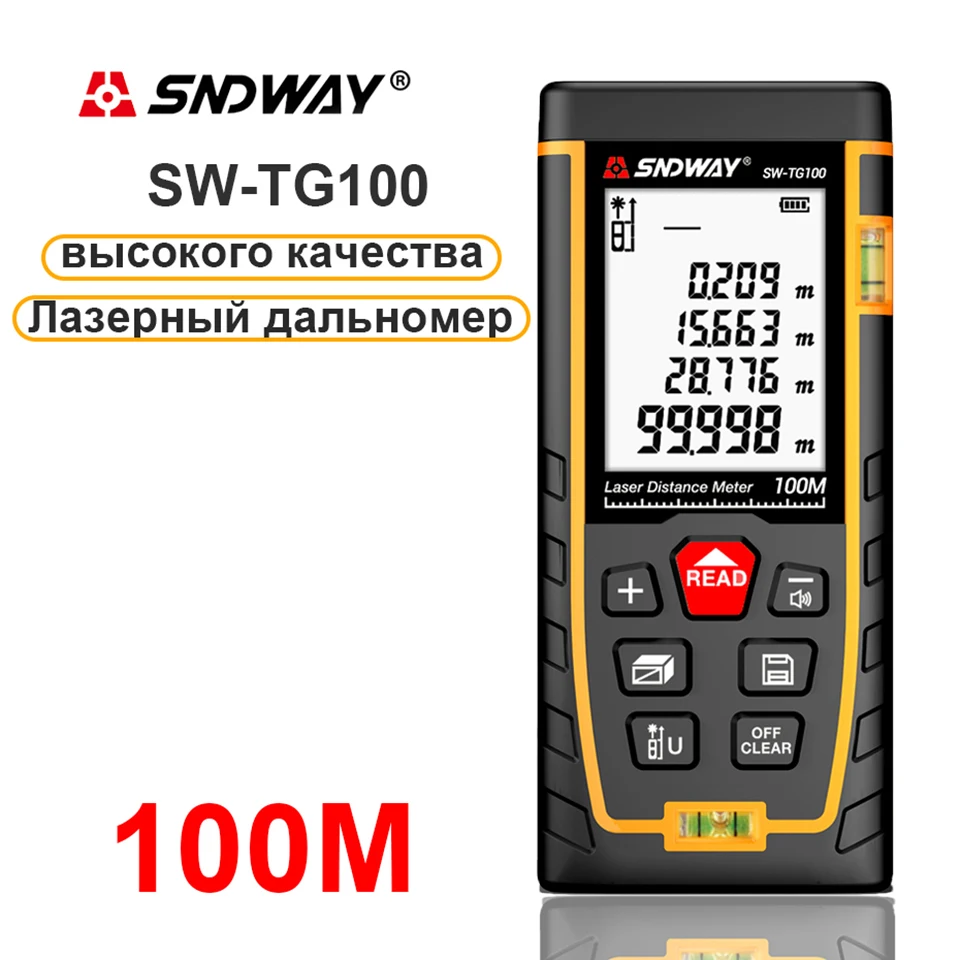 

SNDWAY Laser Distance Meter 100m Laser Range Finder rangefinder metro trena laser tape measure ruler Roulette tool SW-TG100