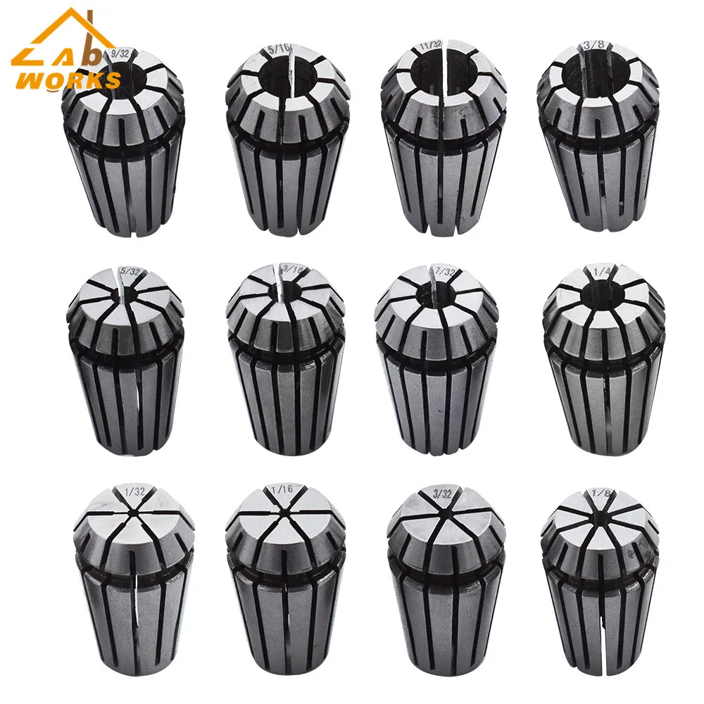 

ER16 12PCS Spring Collet Set 1/32 - 3/8 CNC Super Precision NEW