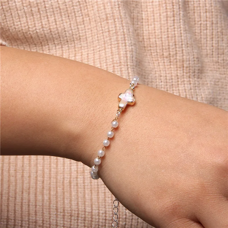 

4 mm White Freshwater Pearls Beads Bracelets Women Irregular Shape Baroque High Luster Pearls Charm Bangle Friendship Jewelry