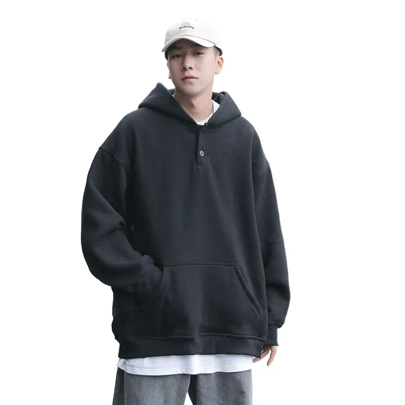 

Hoodies Men's Fashion Solid Color Casual Hooded Sweatshirt Men Streetwear Autumn Loose Hip-hop Pullover Hoodie Mens KoreanStyle