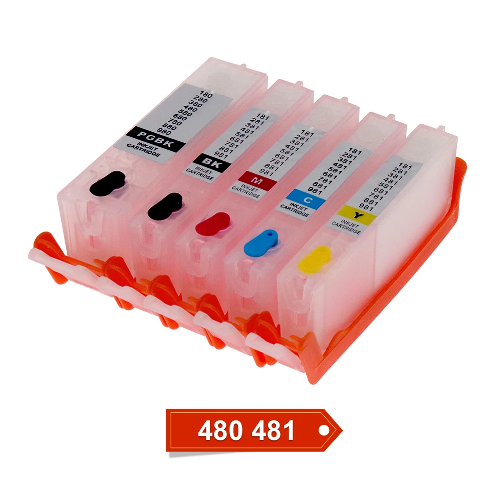 

5 Colors 480 481 Ink Cartridge refill With ARC Chip For Canon 480 481 cartridge For Canon PIXMA TS6140 TR7540 TR8540 Printer