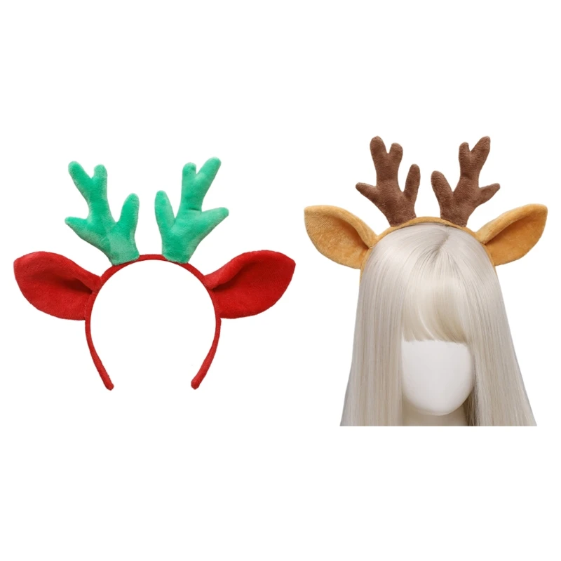

Plush Deer Ears Headbands Furry Fawn Horn Headwear Antler Hair Hoop for Christmas Headpiece Fancy Dress Party Supplies