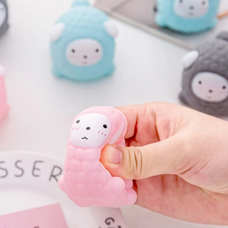 

6 Pcs Soft Sheep Bath Toy Mini Decompression Party Gift for Kids Non-toxic Color Sensory Stress Relief Toy Novelty Cure