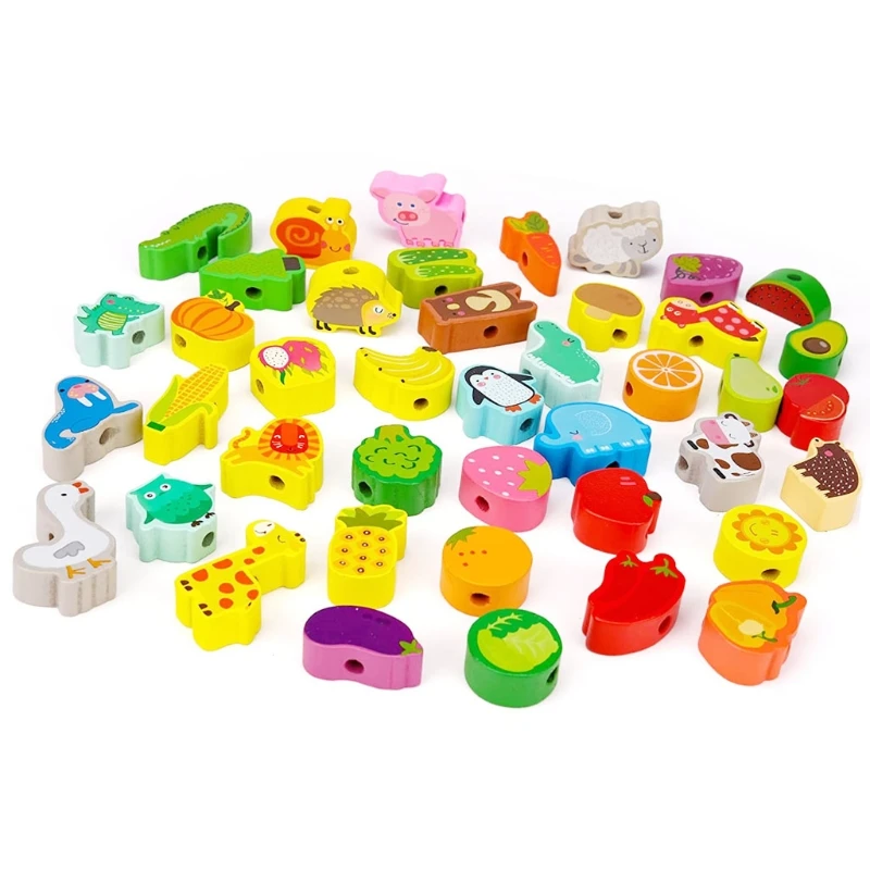 

Infant Children's Beaded Stringing Rope Intellectual Brain Building Blocks Baby Early Education for Boys and Girls