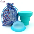 Новый Кубок-де-ла-Луна многоразовые менструальная чаша диск с стерилизатор (Складная чашка) и сумка для хранения при менструации, наборы чашек