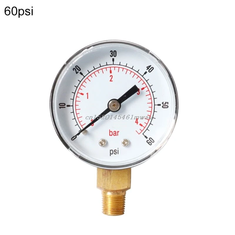 Манометр 52 мм с циферблатом 1/8 &quotBSPT вертикальный 0/15 30 60 100160300 PSI и бар нижним