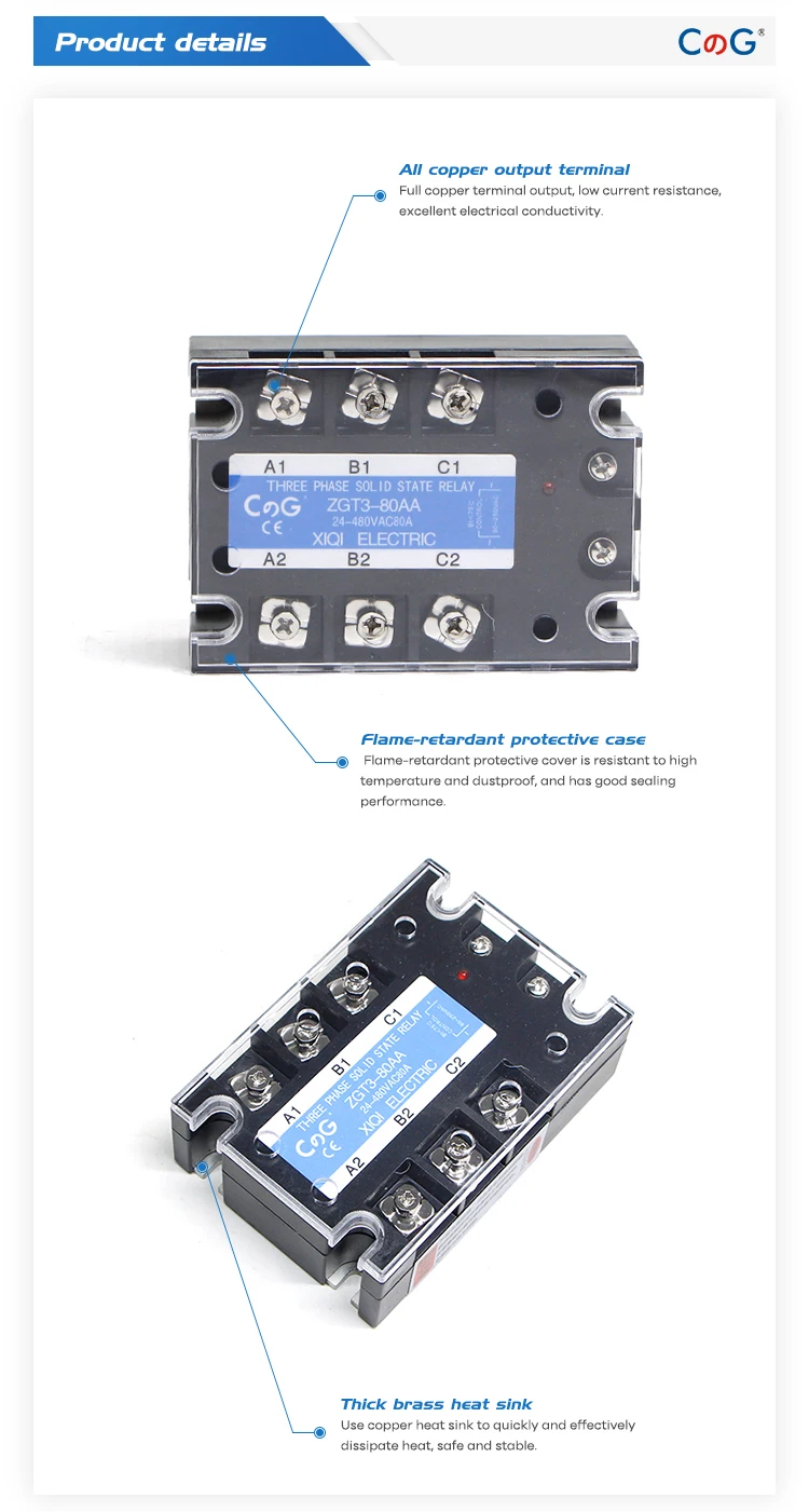CG 3 фазы 60A 80A 100A DA трехфазный SSR 3-32 В DC контроль 24-480 В AC твердотельное реле SSR DC В AC реле