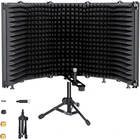 microphone isolation shield with tripod stand foldable with 38 and 58 mic threaded mountmic sound absorbing foam equipmen
