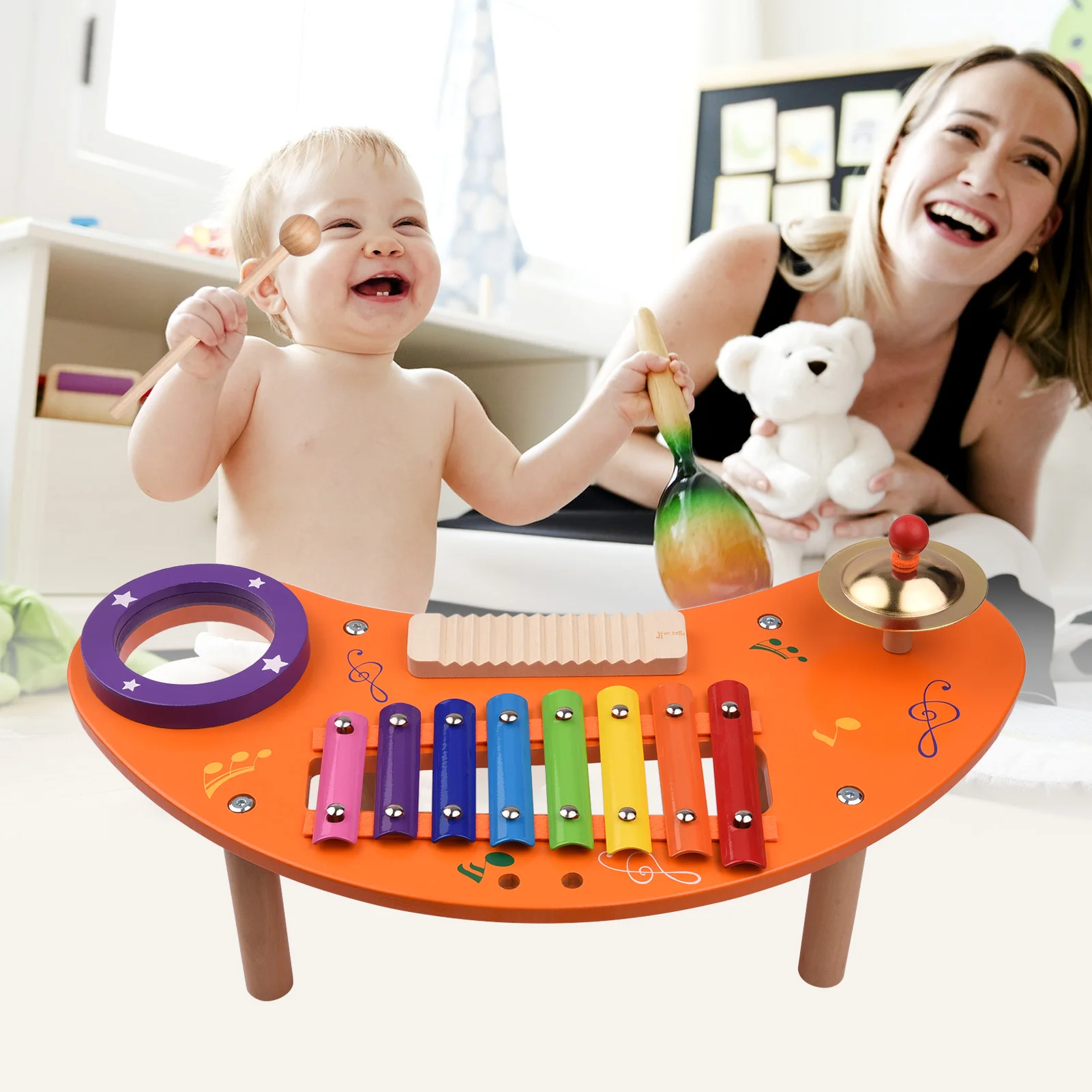 

Kids Wooden Musical Xylophone Musical Instrument Learn-To-Play Toy with Mallets for Boys Girls Children