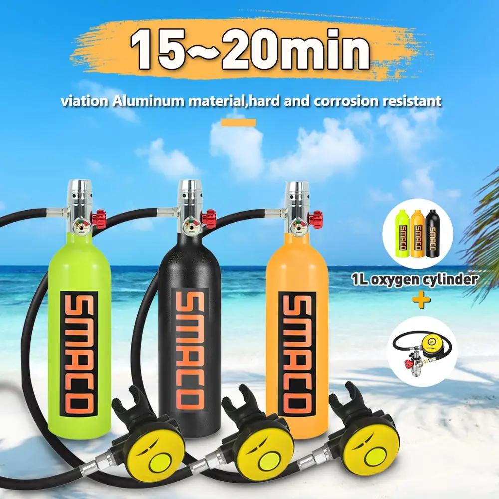 SMACO Scuba 0.5L портативный Дайвинг резервный Воздушный бак набор ручной насос кислородный цилиндр мини-насос с насосом и респиратором сумка