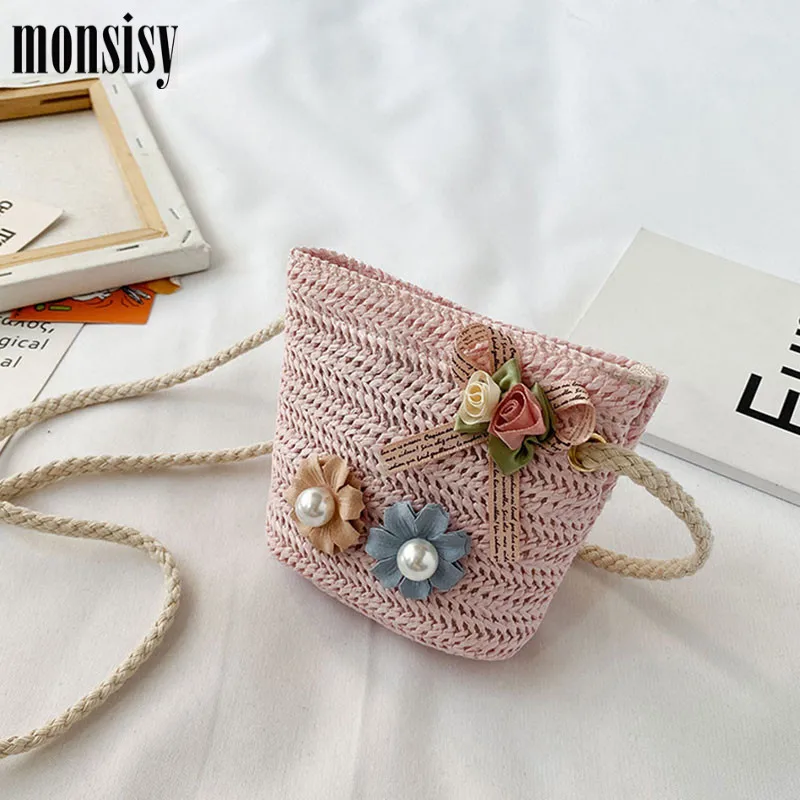 Monsisy 2020 новая соломенная сумка для маленьких девочек через плечо Детский кошелек